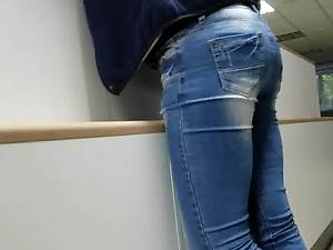 Young MILF's ass in the post office