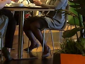 Nice milf in pantyhose in mall