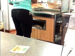 Ghetto Thicc Ebony behind the counter