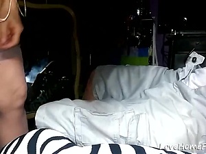 Lovely blonde in hot lingerie enjoys sucking on a hard dick