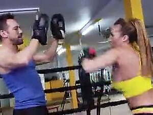 Busty milf gets fucked in the gym