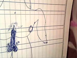 Art made drawing with the help of a pencil while having sex